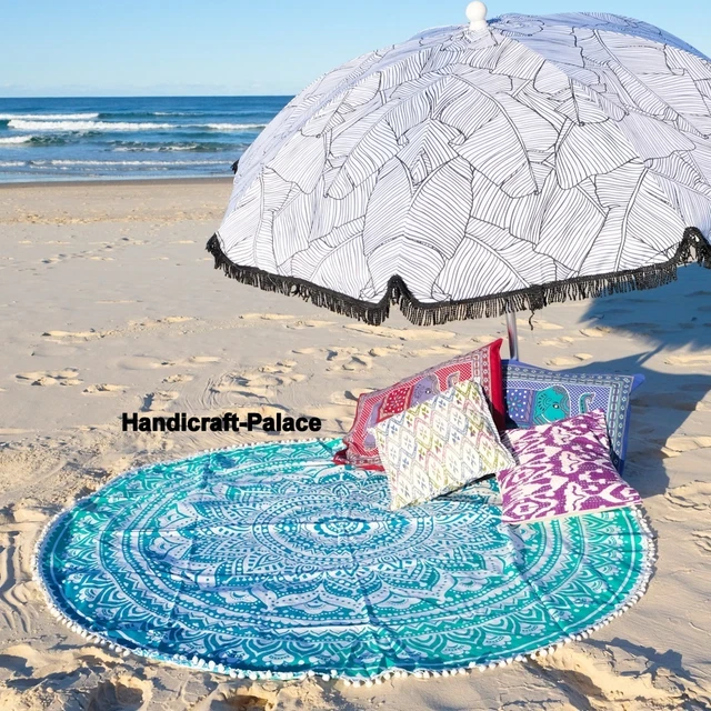Tapis Rond Bohème Mandala 182 Cm | Yoga, Plage, Jeté De Lit Ou Tenture Murale