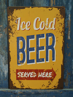 ICE COLD BEER Advertising Poster Vintage Metal Tin Signs Home Pub Bar Wall Plate
