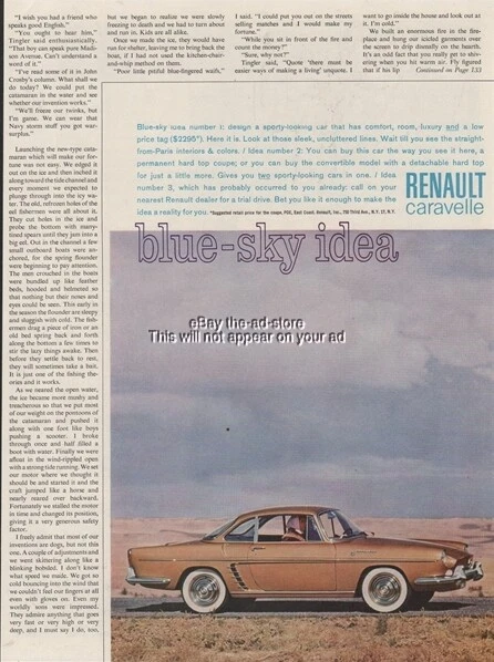 1961 Renault Caravelle Hardtop Coupe Vintage 1960s Car Blue Sky Idea Photo Ad