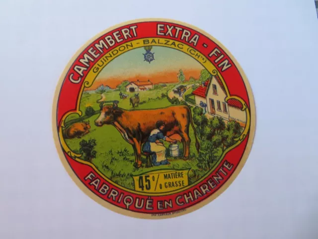 Etiquette   de fromage Camembert extra Fin Guindon -Balzac