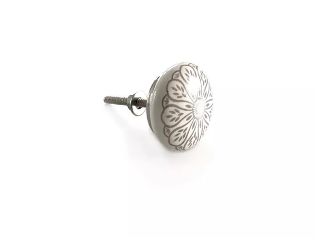 Möbelgriff Fleur Gris Bouton de Porte Poignée de Tiroir Céramique 4 CM