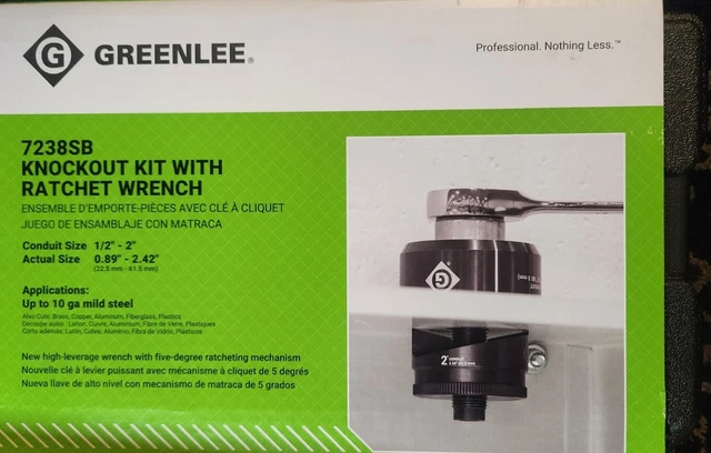 Greenlee 7238SB Slug-Buster Knockout Kit with Ratchet Wrench Punch Set