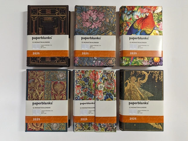 PAPERBLANKS 2025 KALENDER 12 Monate MINI Tagesüberblick- Designs zur