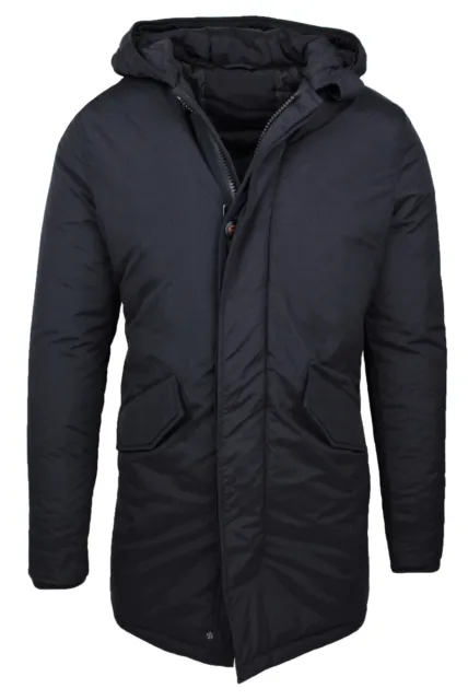 Giubbotto Parka uomo giacca cappotto nero invernale trench con cappuccio
