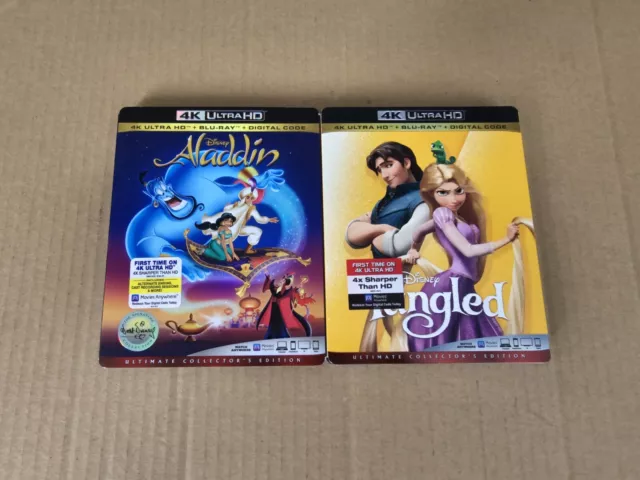 Aladdin + Tangled: w/Slipcovers (4K Ultra HD & Blu-ray) No Codes