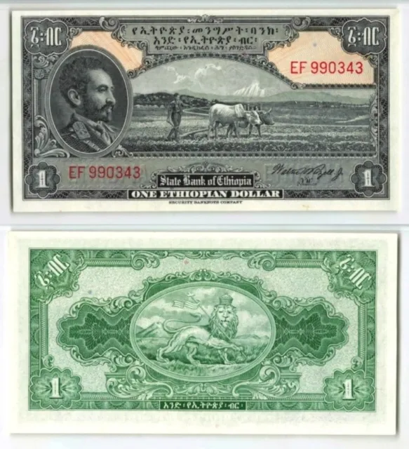 1945 No Date Ethiopia 1 Dollar Banknote Emperor Haile Selassie Pick 12c PMG 64