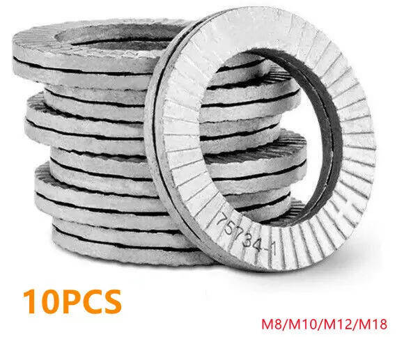 10PCS M8 M10 M12 M16 Stainless Steel Toothed Shakeproof Lock Washers Set