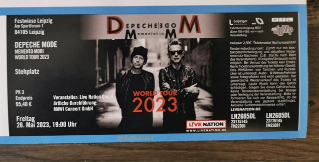 1-2 Depeche Mode Leipzig  Ticket von Eventim am 26.05.2023 Festwiese