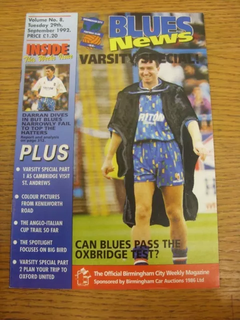 29/09/1992 Birmingham City v Cambridge United [Anglo-Italian Cup] . Any faults w