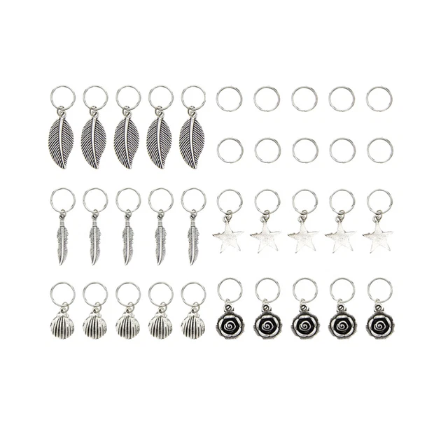 35 piezas Manguitos redondos de metal Hojas Puños para el cabello en forma de caparazón Tubo para el cabello Deli