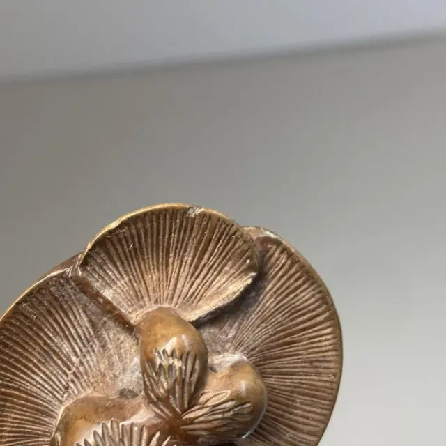 Netsuke wood carving Shiitake mushroom Antique Inro Ojime 2.1 inch Japanese