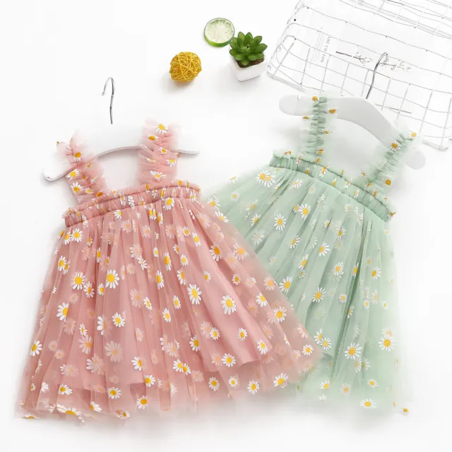 Toddler Baby Kids Girl Suspenders Daisy Floral Summer Beach Dress Casual Clothes