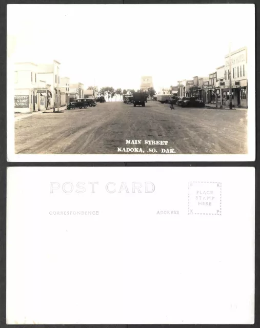 Old South Dakota Real Photo Postcard - Kadoka - Main Street Scene