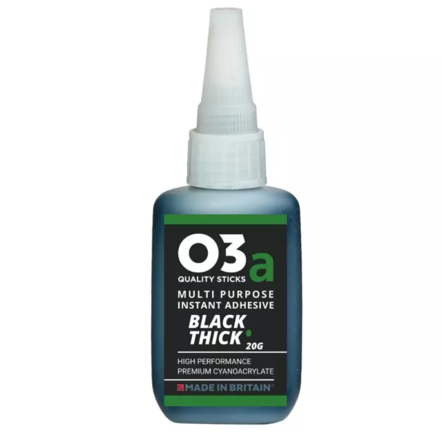 O3a BLACK THICK Super Glue CA Adhesive 20 Grams Wood Glue Rubber Superglue