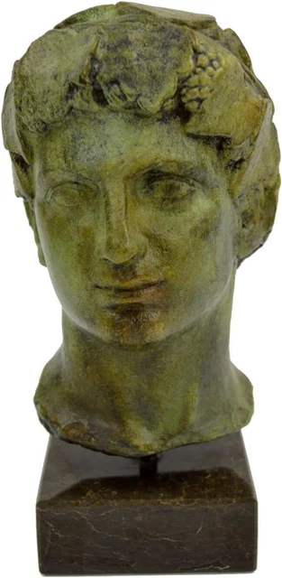 Dionysus Bacchus bronze bust statue - God of Wine Ritual Madness and ecstasy