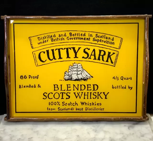 Vintage Cutty Sark Bar Tray Framed Old Advertising Scotch Whisky 16 x 11