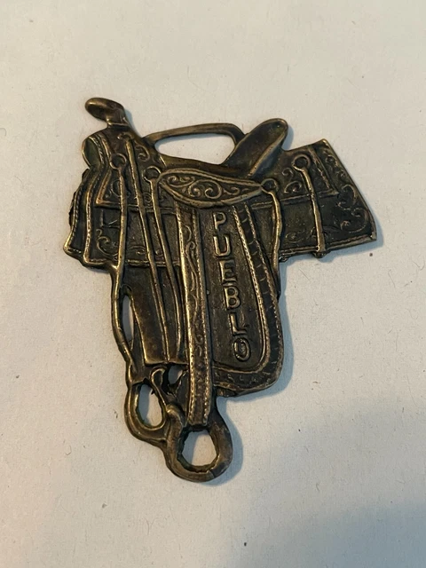Saddle Pocket Watch FOB Cowboy Ranch KEYCHAIN Horse Pueblo Colorado Rodeo BRASS