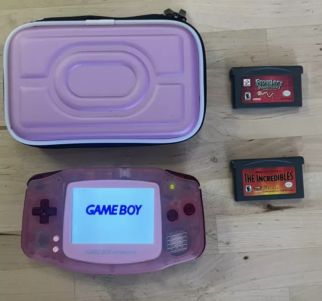 Pink Gameboy Advance Backlit IPS Screen GBA Nintendo V2 Cartridge NES Pouch