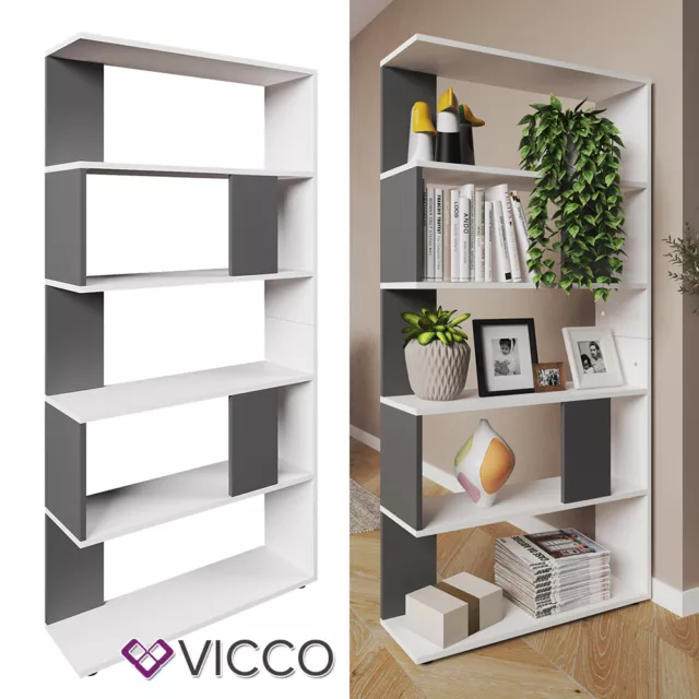 Étagère de bureau bibliothèque séparateur de pièce blanc anthracite Vicco