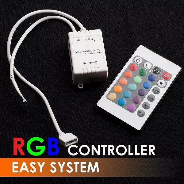 Controleur LED RGB Kontroller Steuerung IR FB 24 Tasten weiss 12V