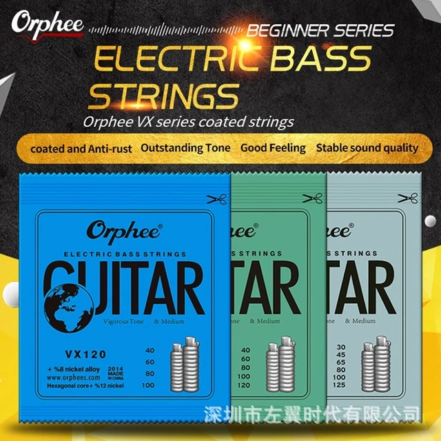 Durable Orphee Bass Guitar Strings Hexagonal Carbon Steel Gauge 030 125