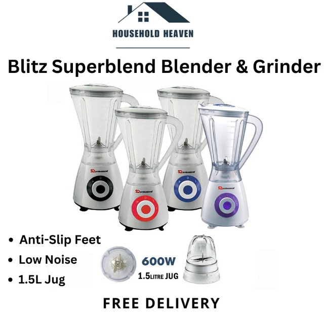 Blender Grinder 2 in 1 SQ Blitz Smoothies Maker Food Processor Juicer Mixer 600W
