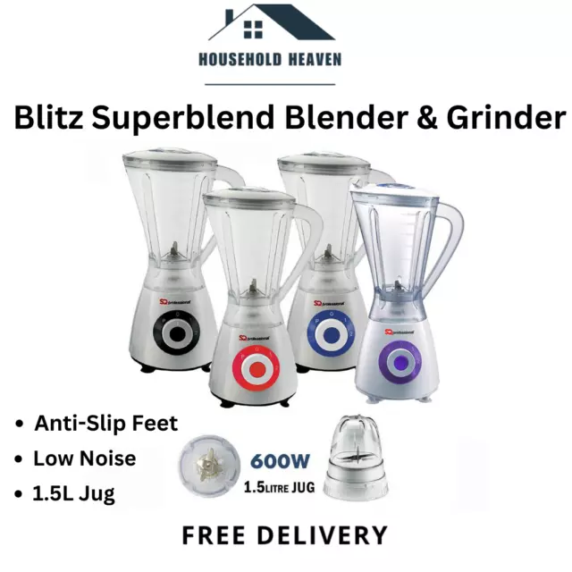 Grinder Blender 2 in 1 SQ Blitz Smoothies Maker Food Processor Juicer Mixer 600W