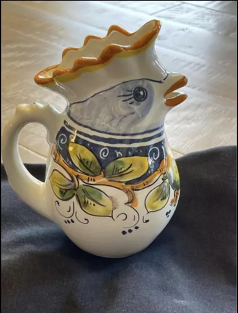 VINTAGE Ceramic Pottery Bird Creamer Pitcher Hand Painted