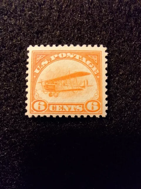 U.S. Stamps, Scott #C1, Orange, Airmail, 6 cent, M/VF/NH, 1918, Curtiss Jenny