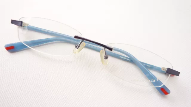 Randlose Brillen ausgefallen blau rote Fassung  Brillengestell ohne Rahmen Gr/M