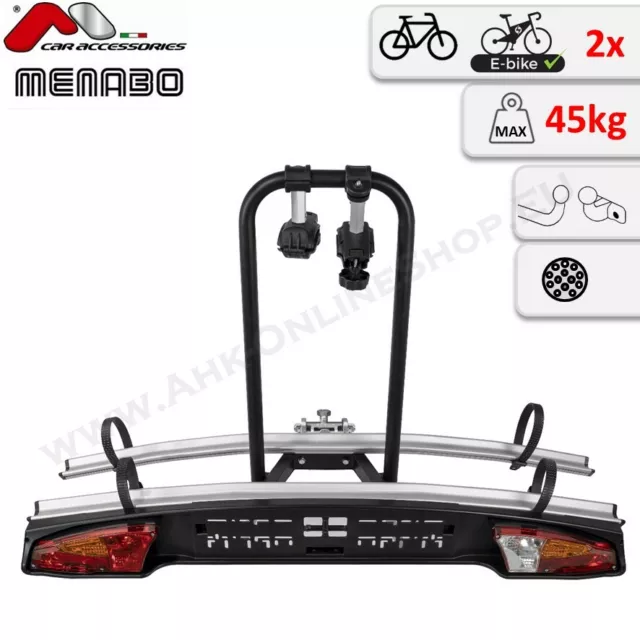 Menabo Merak Type S Towbar Mounted Bike Rack Cycle Carrier for 2 bikes 7/13 pin