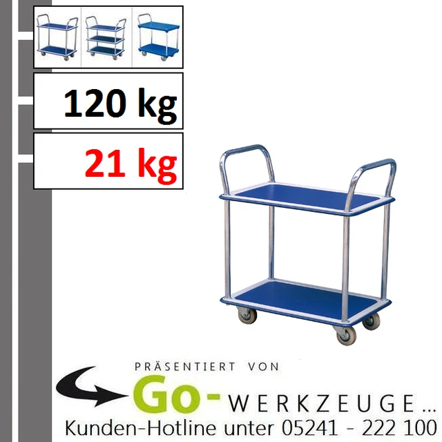 Robusto carrello da piano, carrello da tavolo, portata 120 kg, con 2 livelli di ripiano