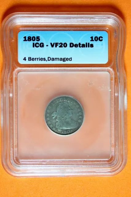 1805 ICG VF20 Details Draped Bust Dime #B35633