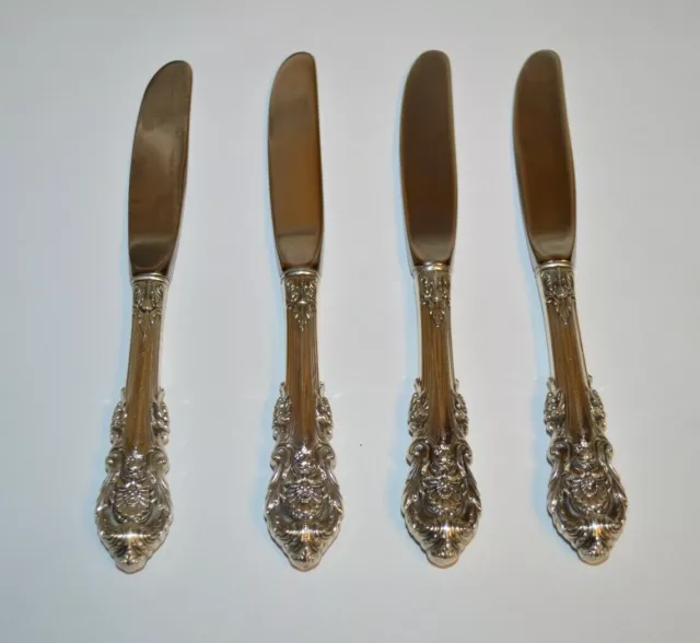 Four Wallace Sterling Silver Sir Christopher Modern Hollow Butter Spreaders