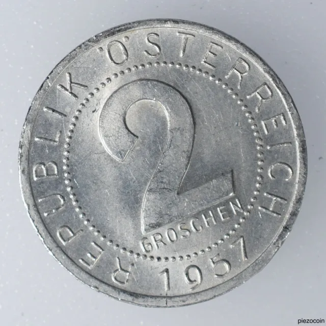 Austria 2 Groschen 1957, Imperial Eagle, Coin KM# 2876 Inv#B237