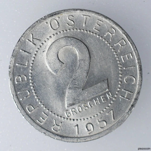 Austria 2 Groschen 1957, Imperial Eagle, Coin KM# 2876 Inv#B237
