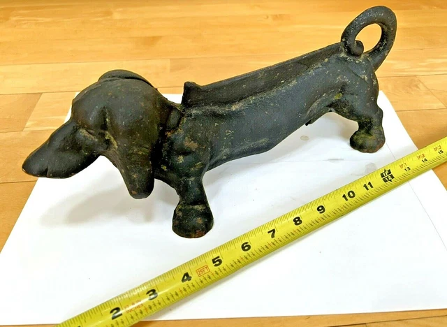 Antique 13.25" Cast Iron Dachshund Weiner Dog Vintage Boot Scraper Door Stop