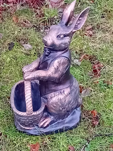 Large Hare With Basket Garden Planter