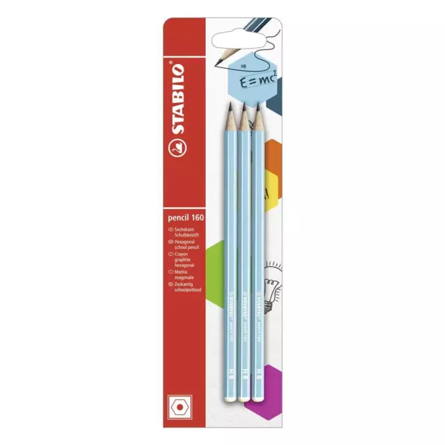 Bleistift STABILO pencil 160 Blau Härte HB 3 Stück Bleistifte Set Zeichenstift