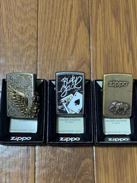 Brand New Unused Zippo Oil Lighter Fortune Head and More Set of 3