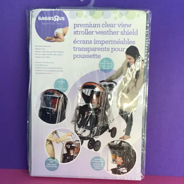 Babies R Us Premium Clear View Stroller Weather Shield Cover Reflective Trim