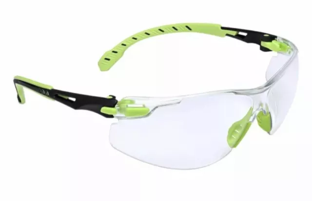 3M Solus Safety Glasses with Green Temples and Clear Anti-Fog Lens ANSI Z87