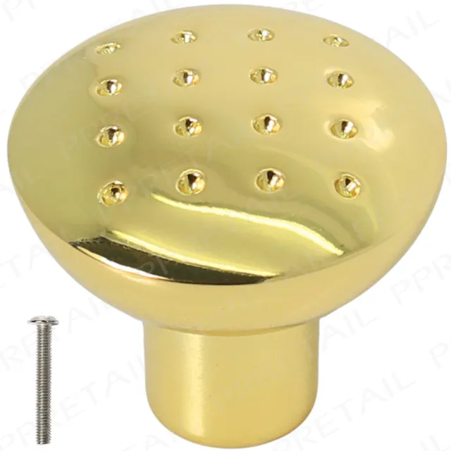 10 x Modern Brass Dimple Knobs+Screws HEAVYWEIGHT Drawer/Cupboard Door Handle