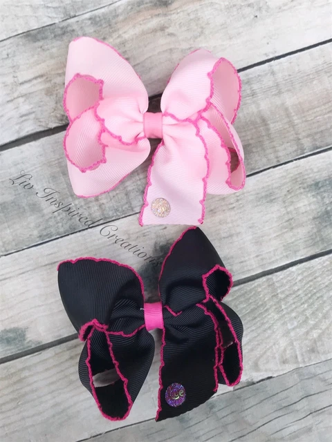 I love Pink hair bow set, Pink, Black, Love, Valentines day, hair clip, headband