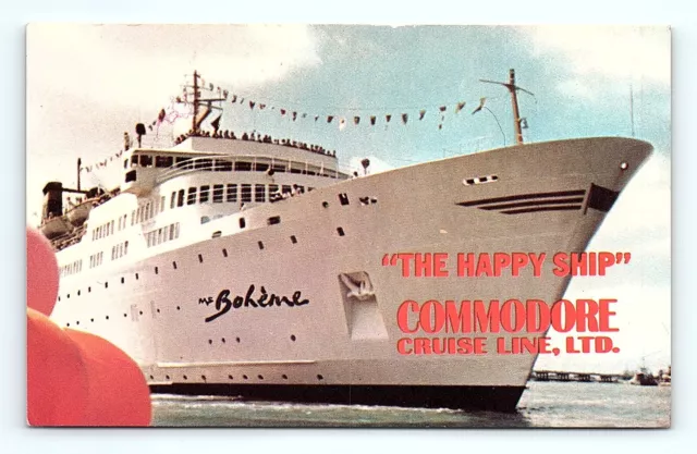 Postcard MS Boheme "The Happy Ship"  Ocean Liner Passenger Commodore Cruise Line