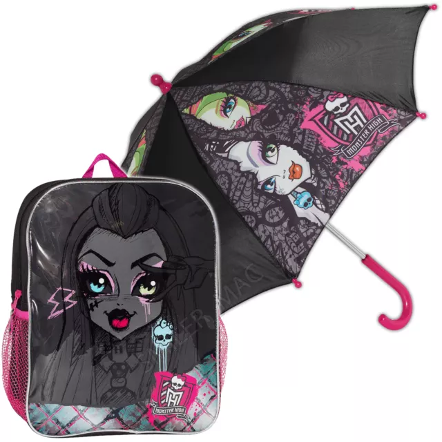 Monster High Combo Backpack Umbrella Girls Kids School Bag Rucksack Gym PE Kit