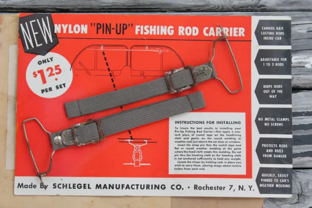 1950s NOS Fishing Rod Holder - Interior Roof Headliner Vintage Car Pole Carrier