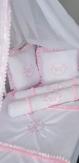 Baby Personalised Bedding Pillow Roller Cushion Blanket Baby Cot Embroidery