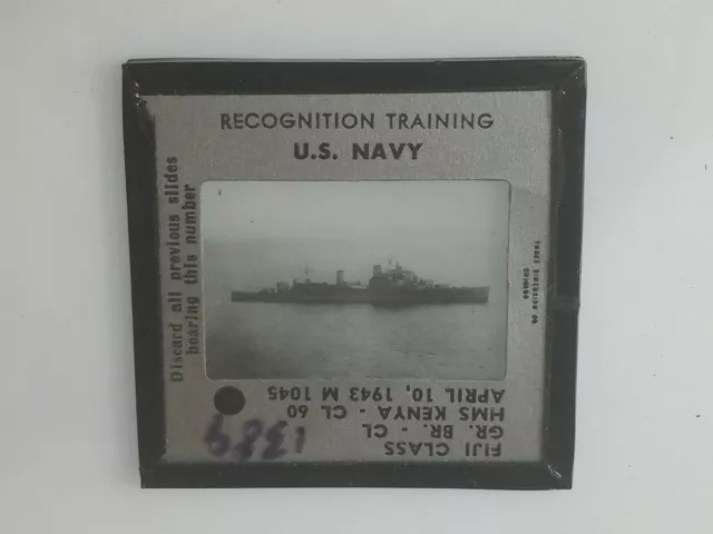 1389 PHOTO GLASS SLIDE PLANE/SHIP Military FIJI CLASS GR BR CL 60 HMS KENYA 1943