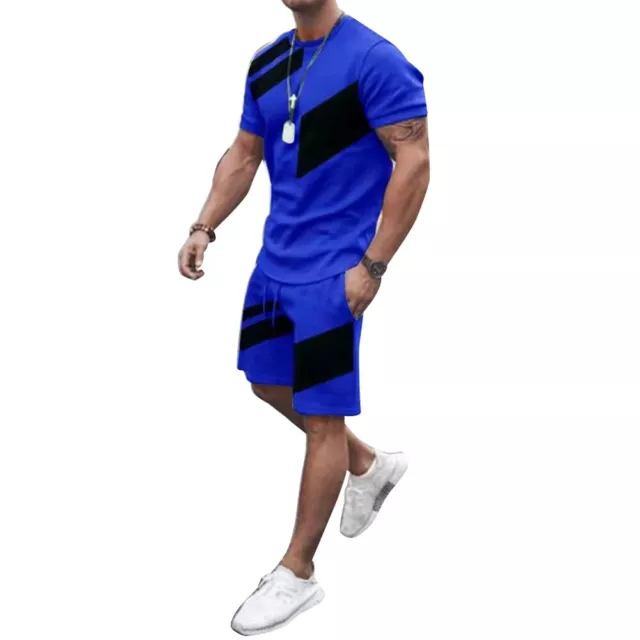 Modern Tracksuit Men's 3D Print Short Sleeve Tops and Shorts for Active Wear